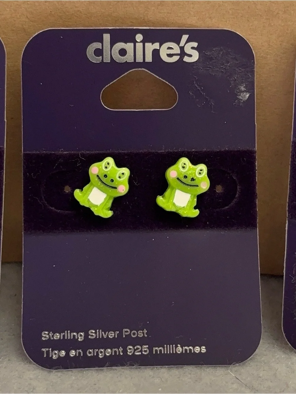 Claire's Girls Sterling Silver Stud Earrings Duck Frog Starburst